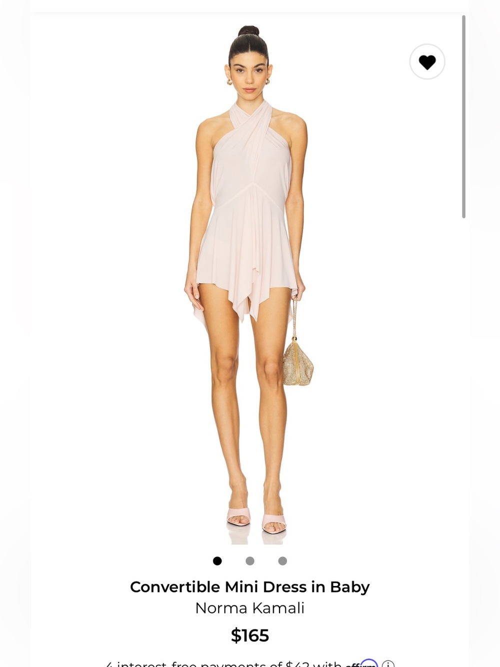 Norma Kamali Convertible Mini Dress in Baby Pink